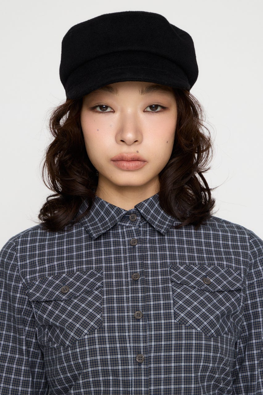 CHECK SIDE GATHER TIE シャツ NVY FREE