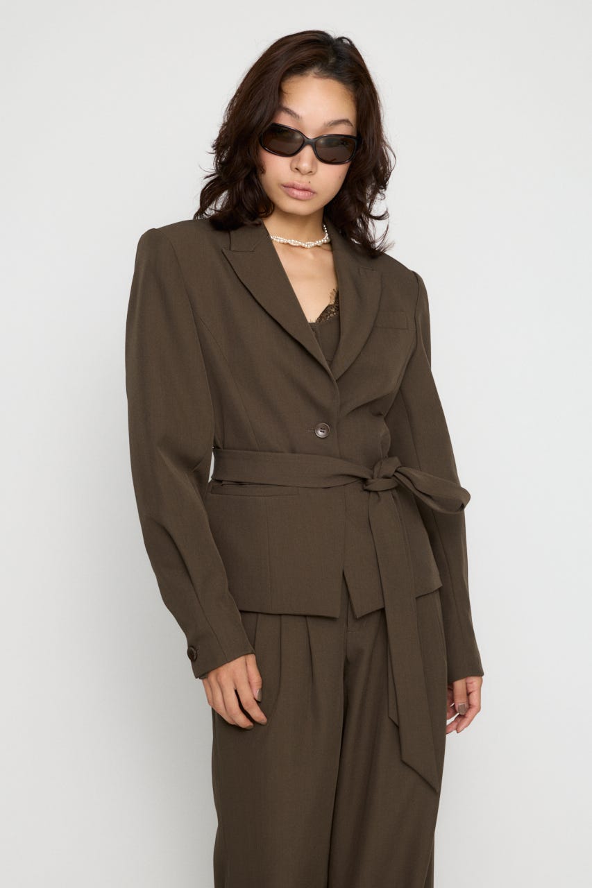 SHOULDER PAD WAIST SHAPE ジャケット BRN FREE