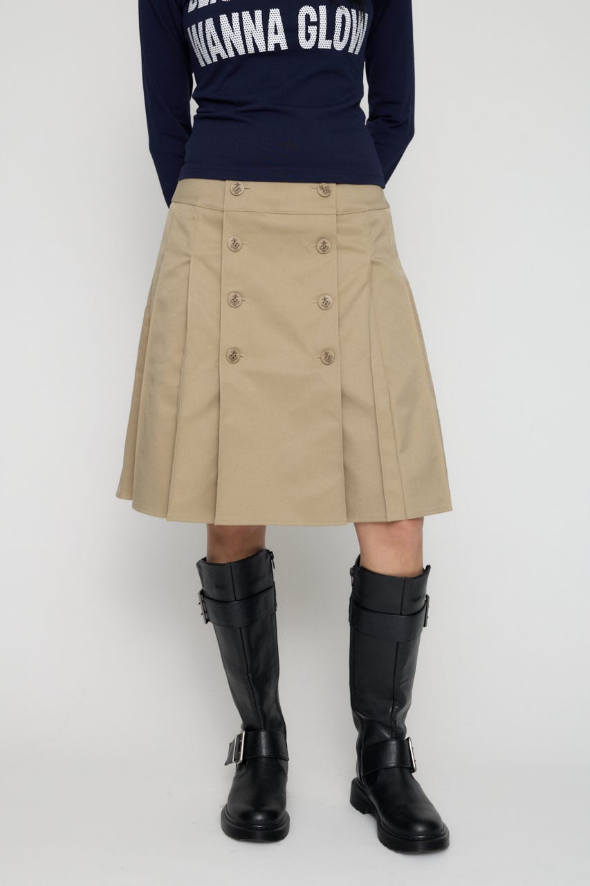 DOUBLE BUTTON PLEATS スカート BEG XS