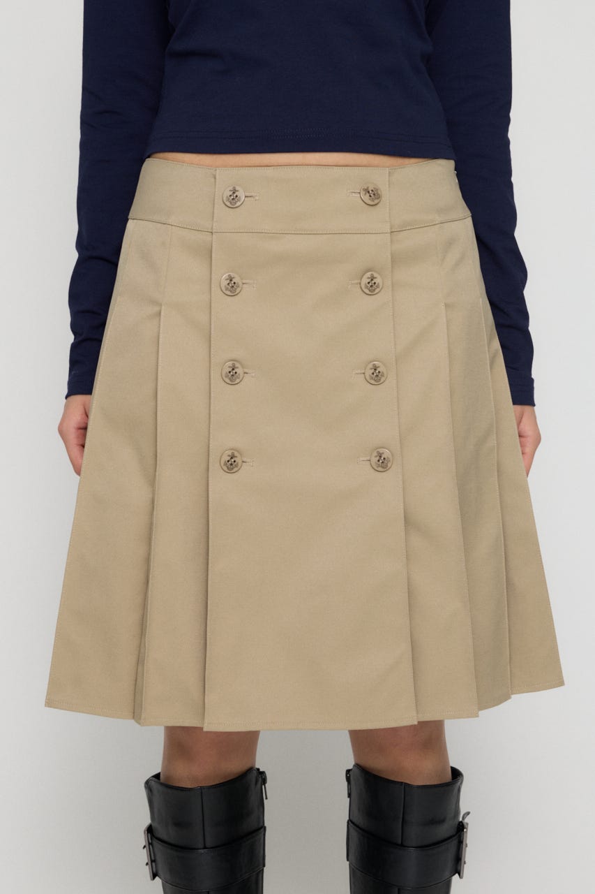 DOUBLE BUTTON PLEATS スカート BEG XS
