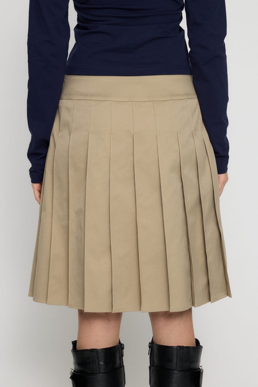 DOUBLE BUTTON PLEATS スカート BEG XS