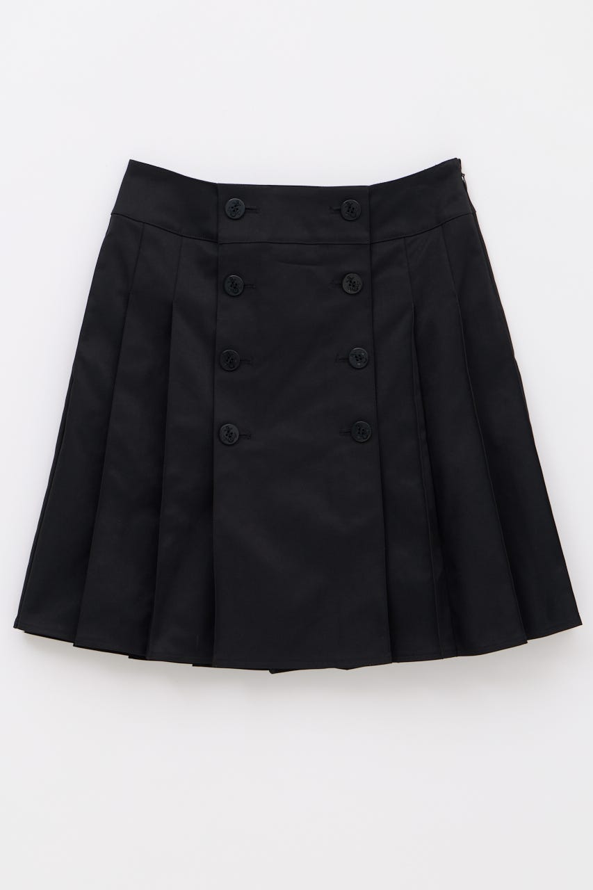 DOUBLE BUTTON PLEATS スカート BLK M