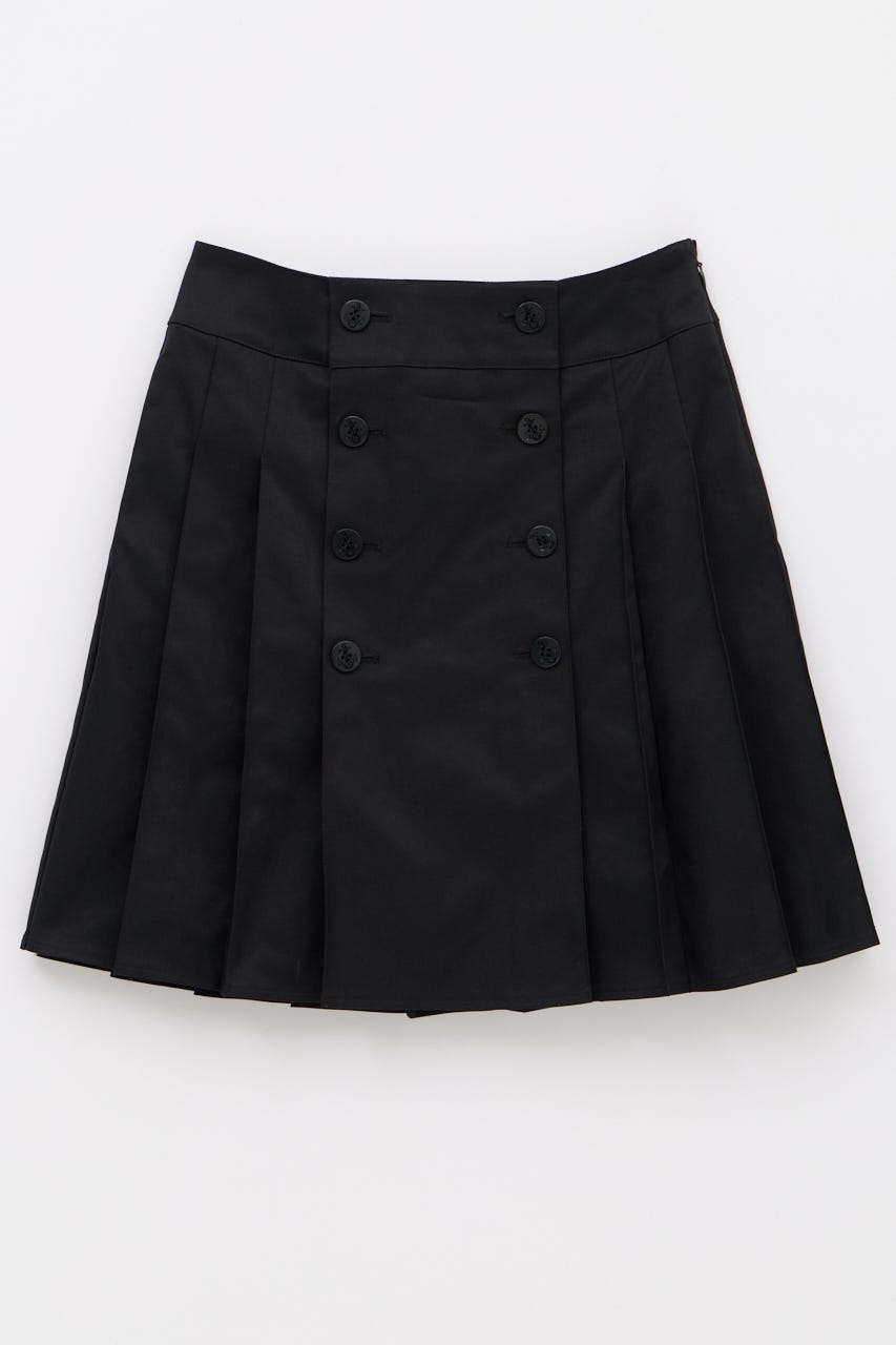 DOUBLE BUTTON PLEATS スカート BLK M