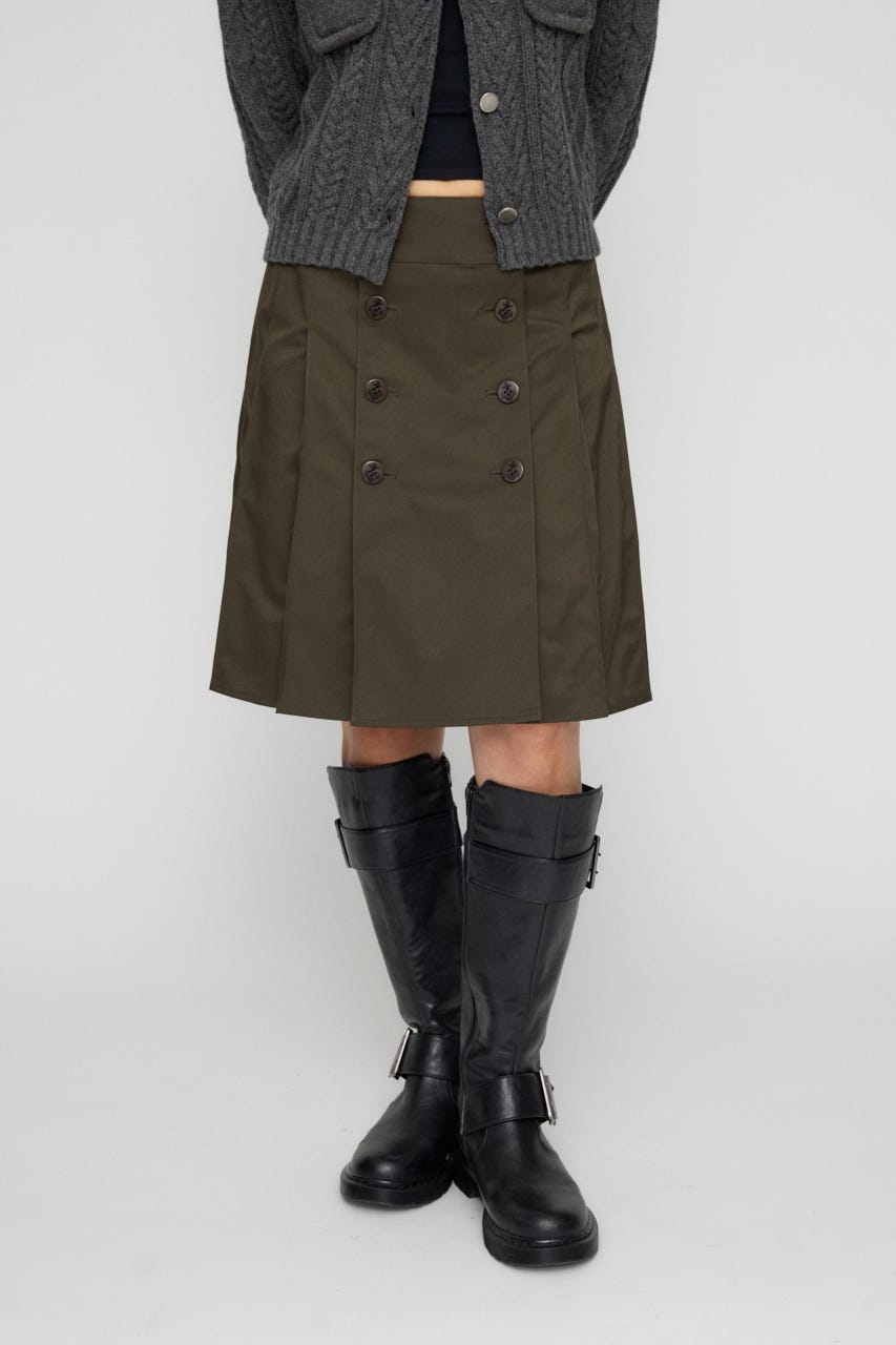 DOUBLE BUTTON PLEATS スカート KHA XS