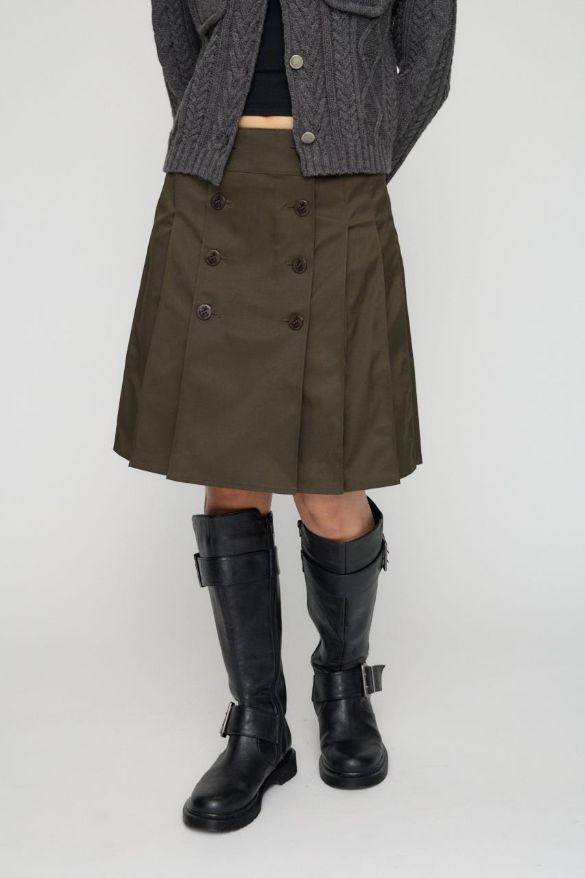 DOUBLE BUTTON PLEATS スカート KHA XS