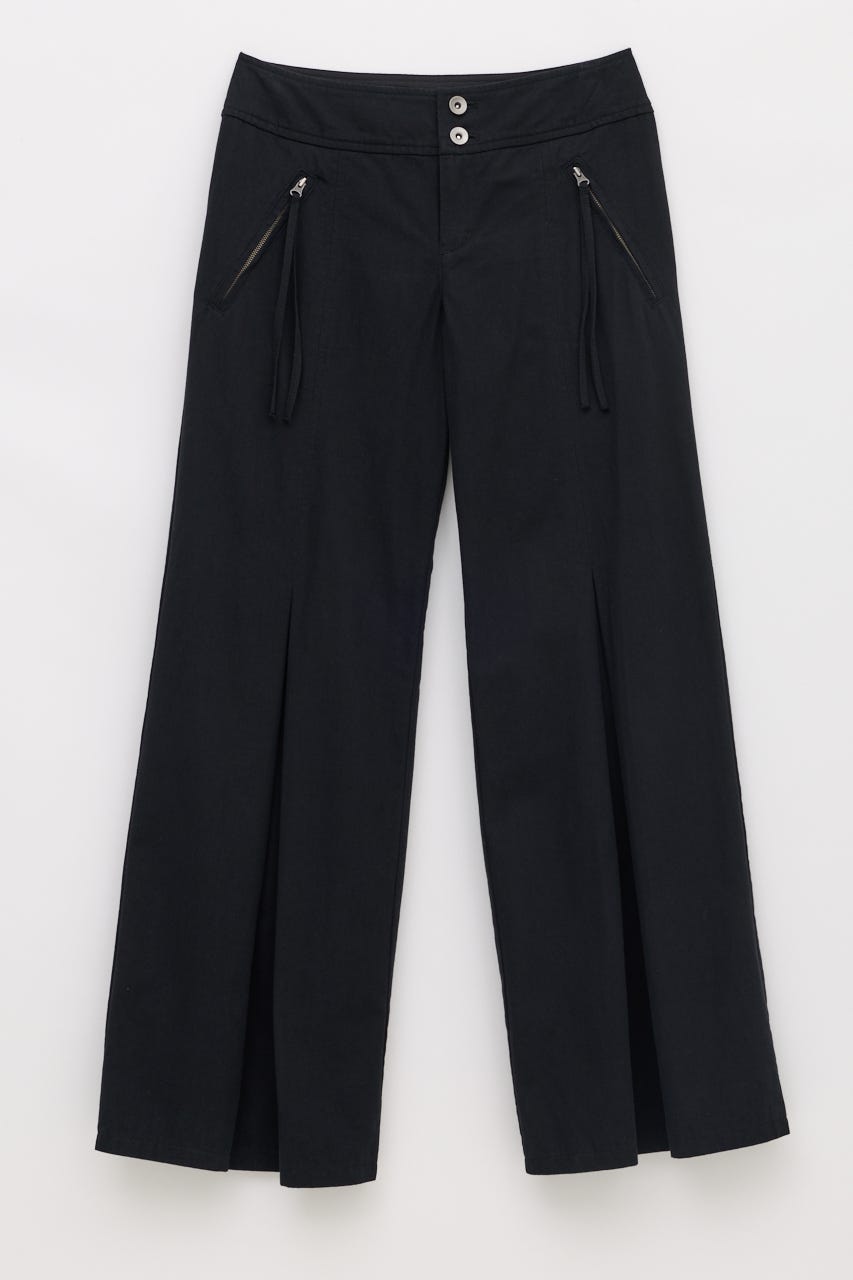 TUCK WIDE FLARE パンツ BLK XS