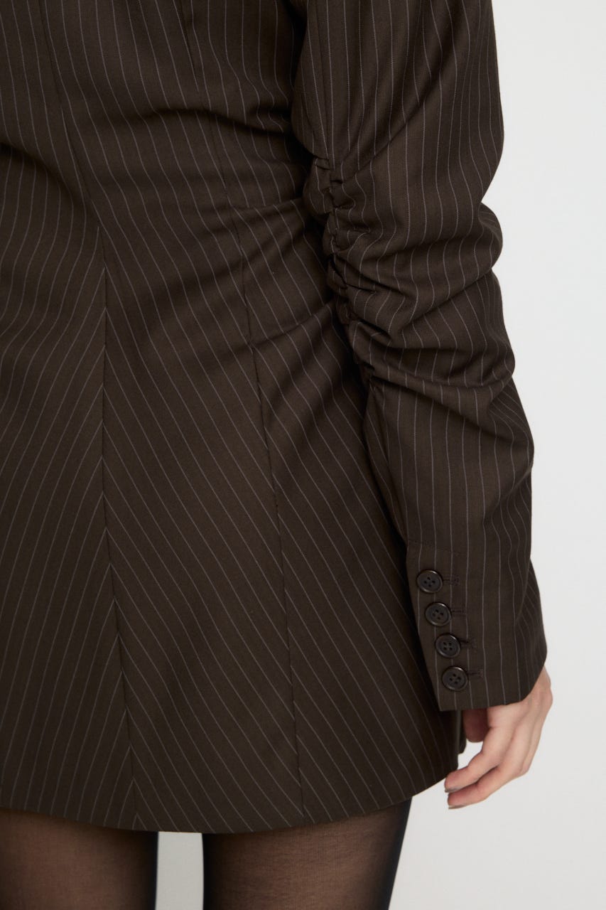 STRIPE NECK TIE ワンピース BRN M