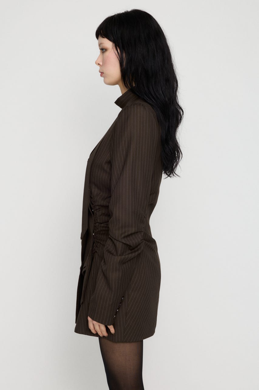 STRIPE NECK TIE ワンピース BRN M