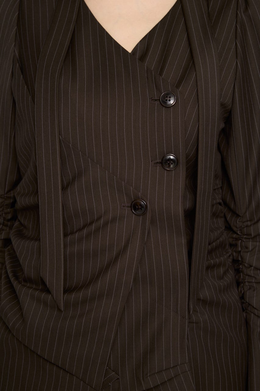 STRIPE NECK TIE ワンピース BRN M