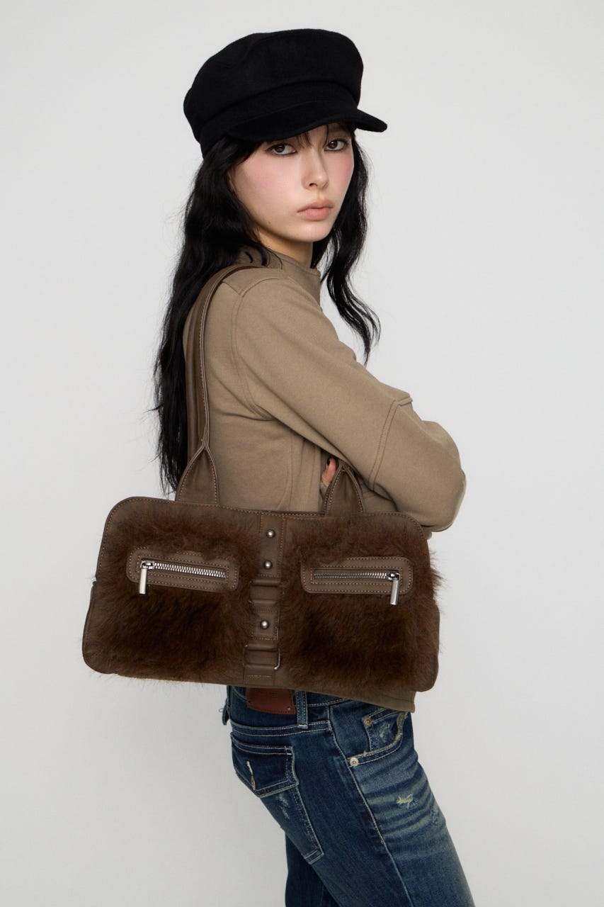FAUX FUR BOSTON バッグ BRN FREE
