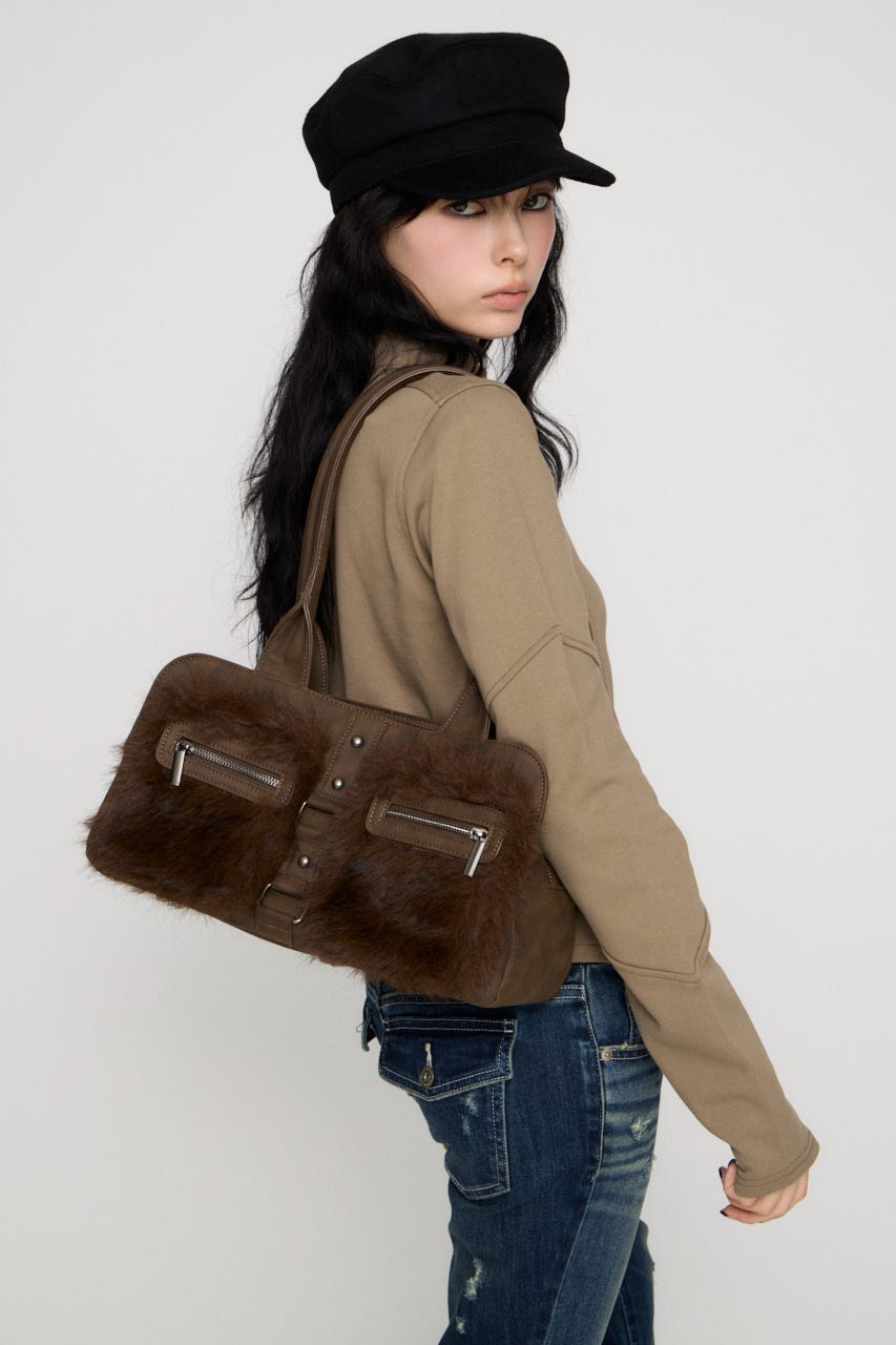 FAUX FUR BOSTON バッグ BRN FREE