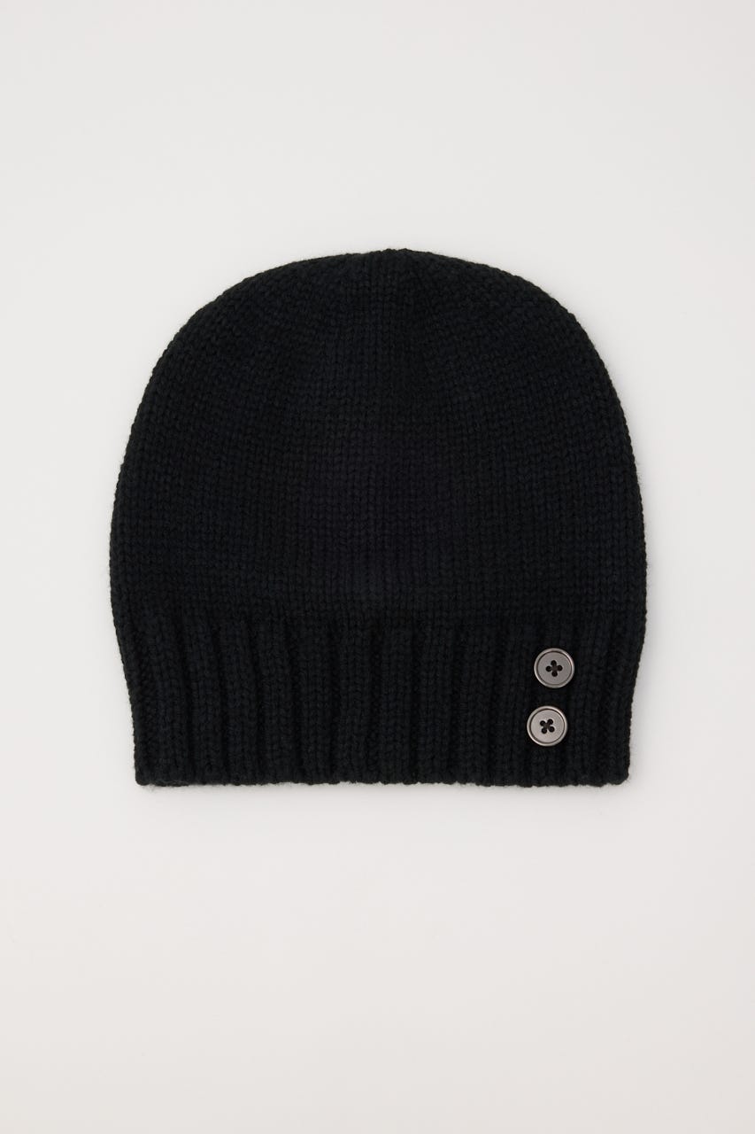 SIDE BUTTON LOOSEY KNIT キャップ BLK FREE