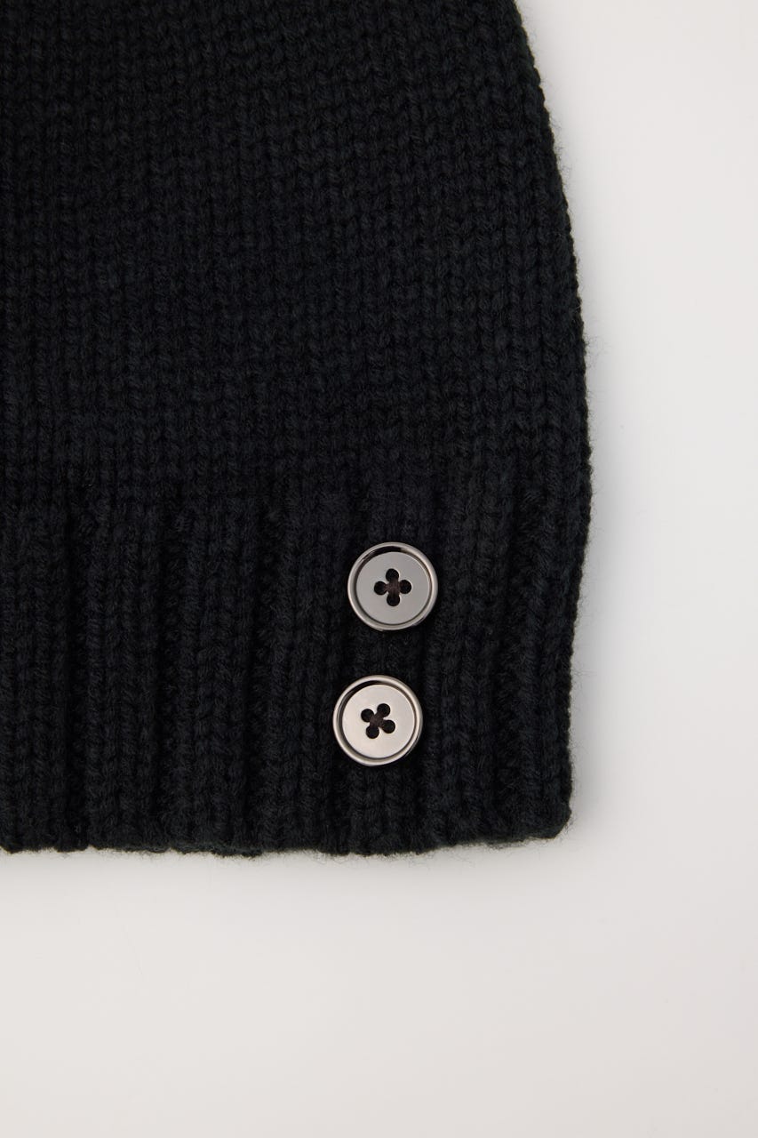 SIDE BUTTON LOOSEY KNIT キャップ BLK FREE