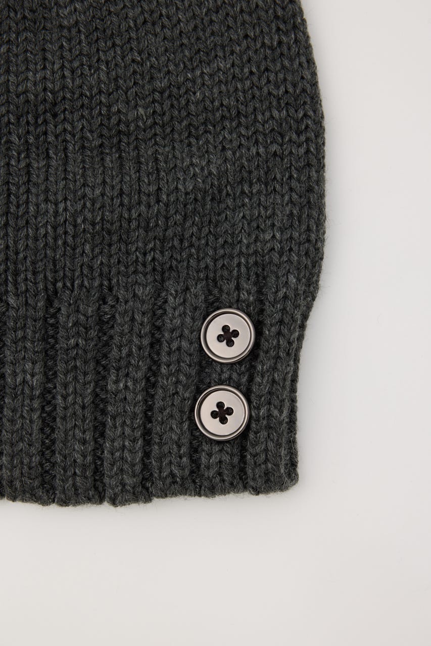 SIDE BUTTON LOOSEY KNIT キャップ GRY FREE
