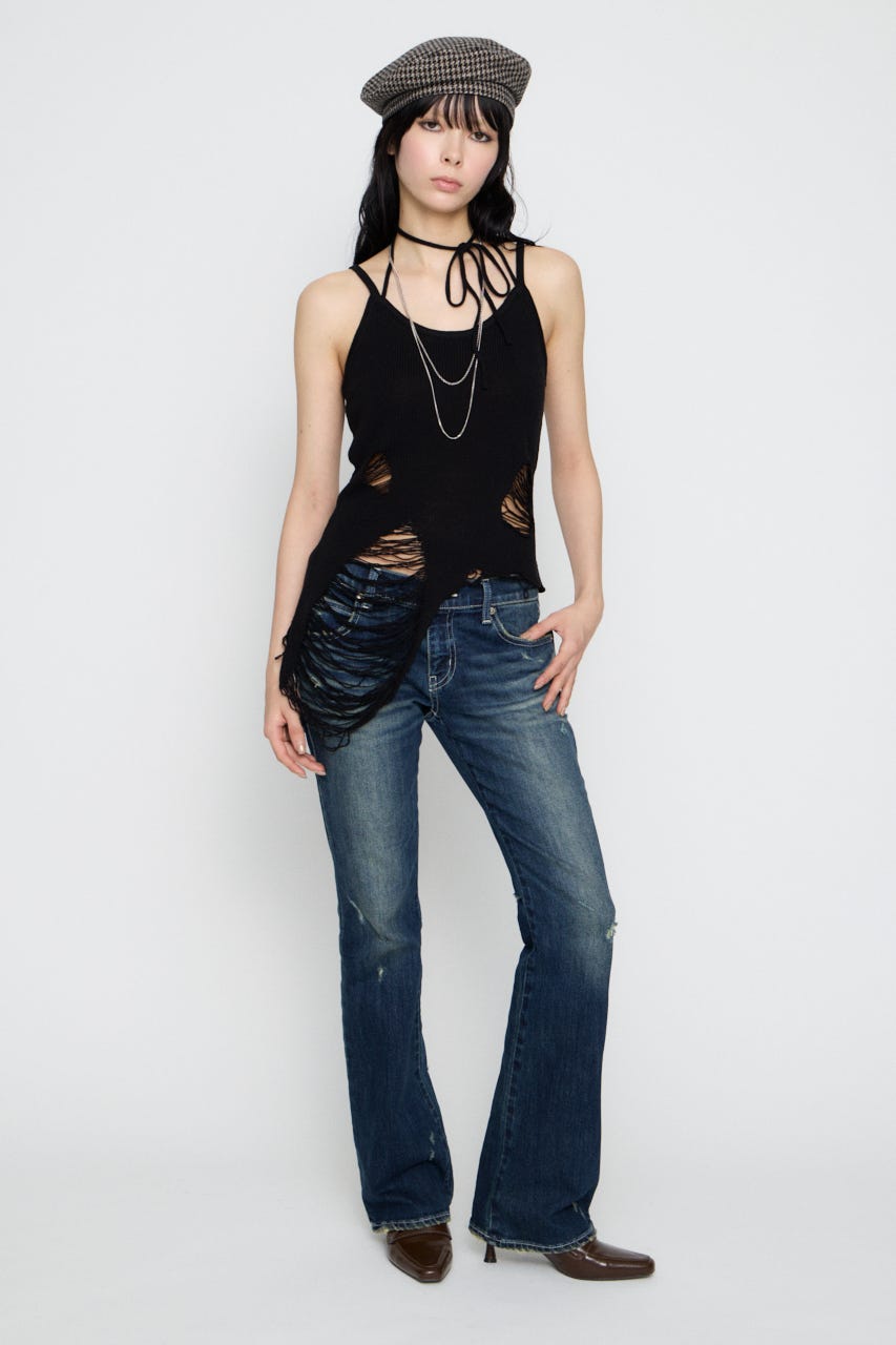 CRASH KNIT CAMI トップス BLK FREE