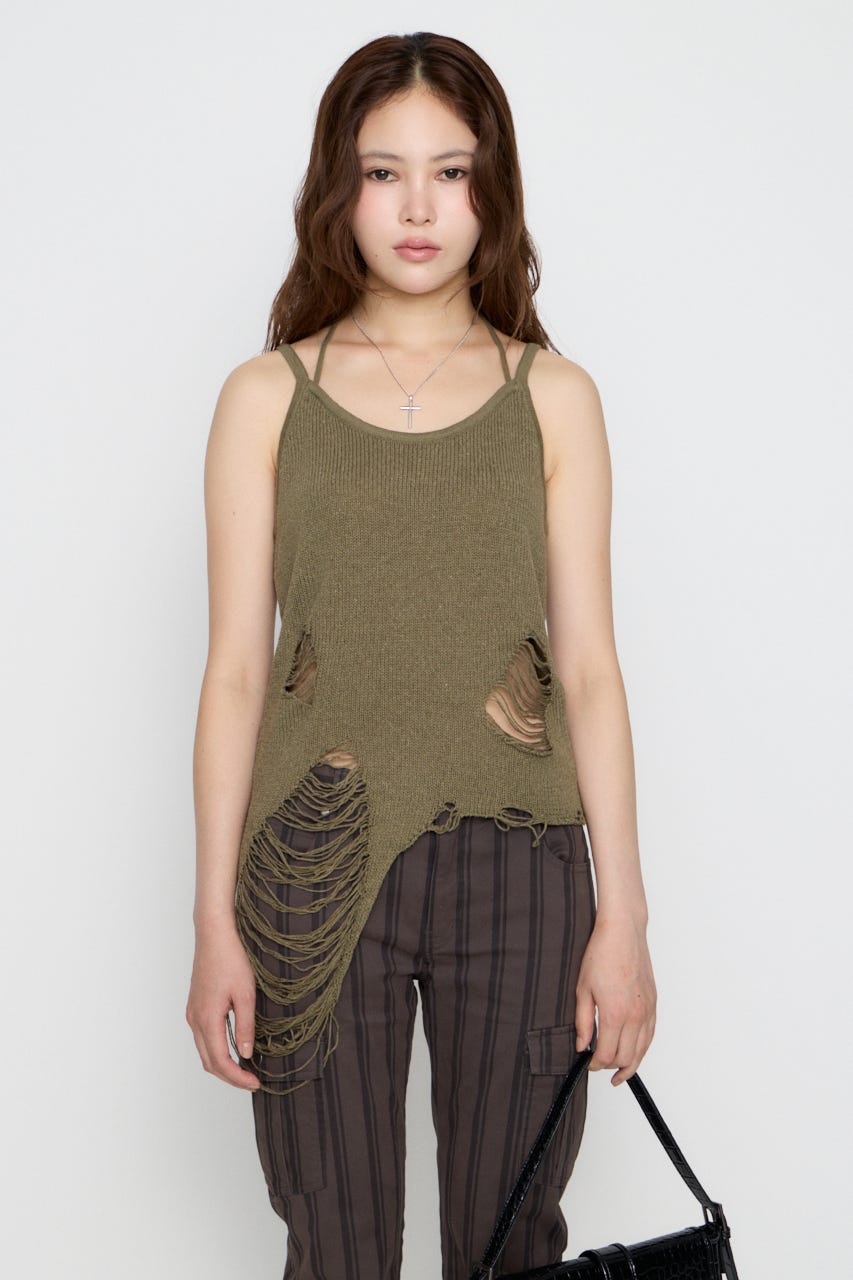 CRASH KNIT CAMI トップス KHA FREE