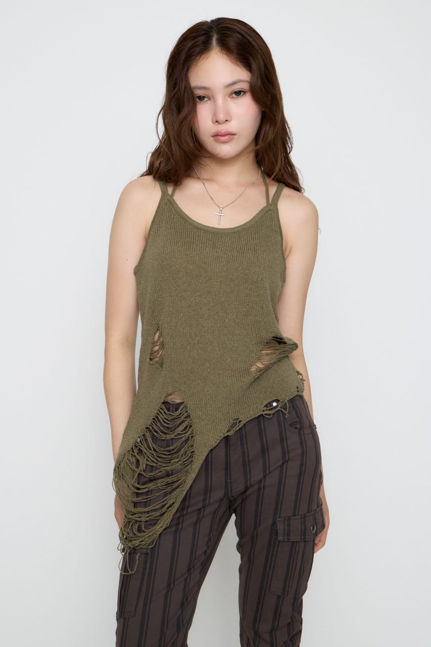 CRASH KNIT CAMI トップス KHA FREE