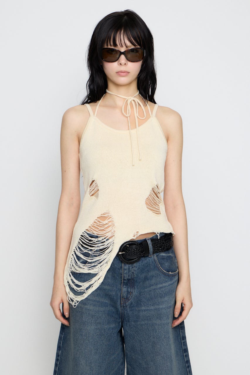 CRASH KNIT CAMI トップス O/WHT FREE