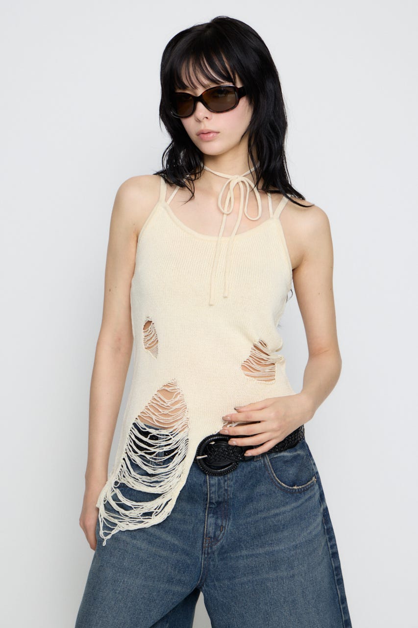 CRASH KNIT CAMI トップス O/WHT FREE