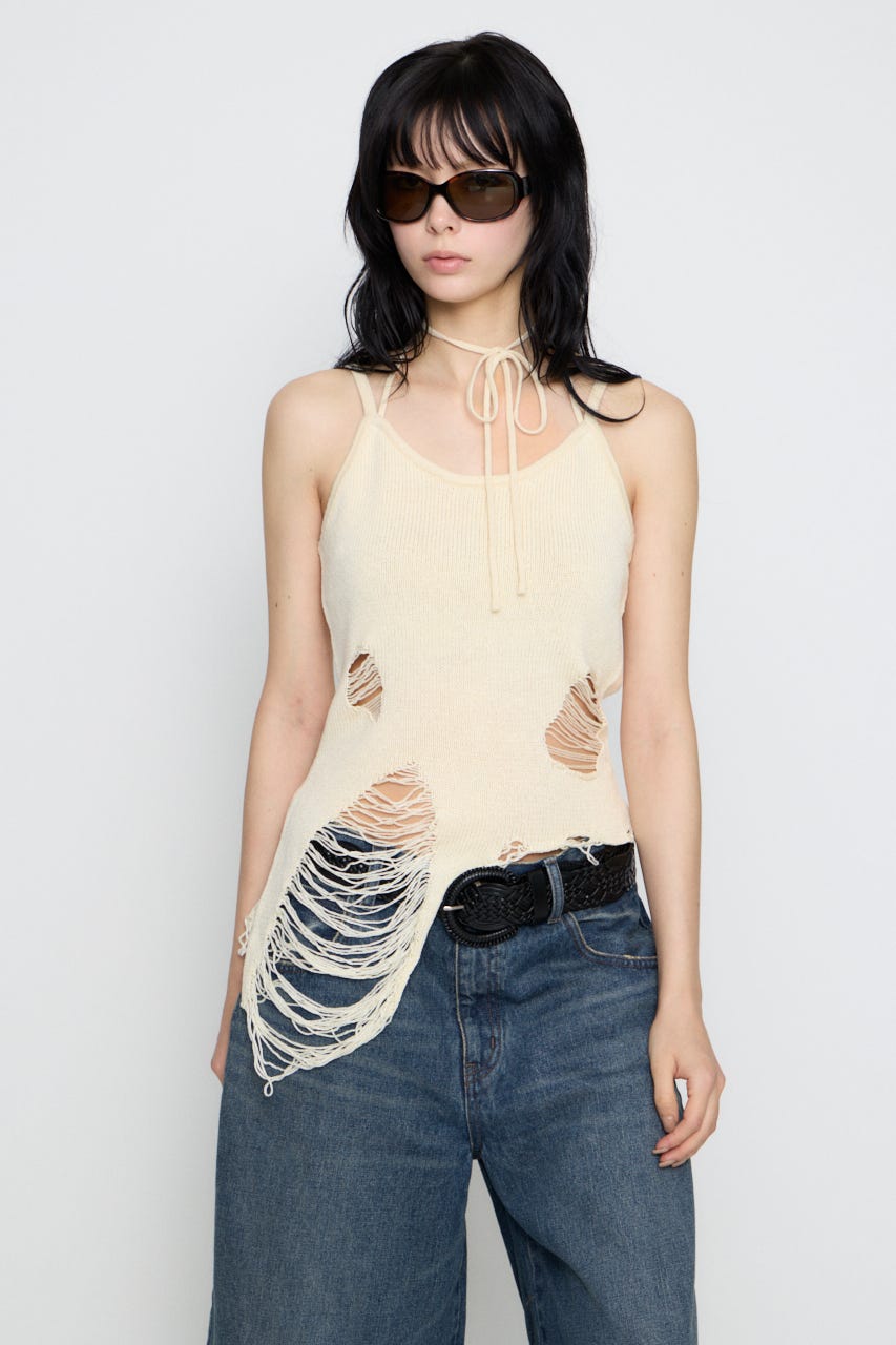 CRASH KNIT CAMI トップス O/WHT FREE