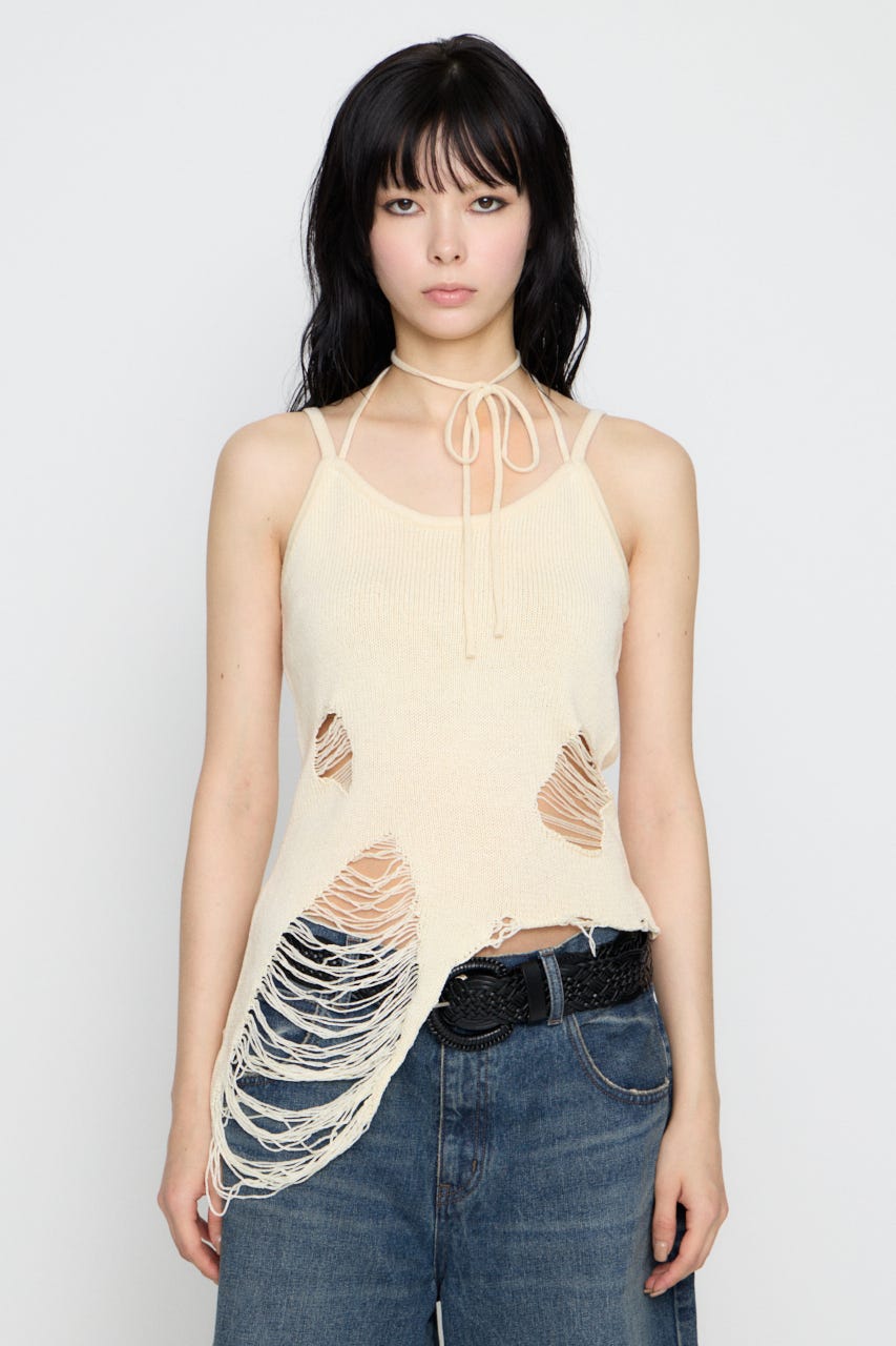 CRASH KNIT CAMI トップス O/WHT FREE