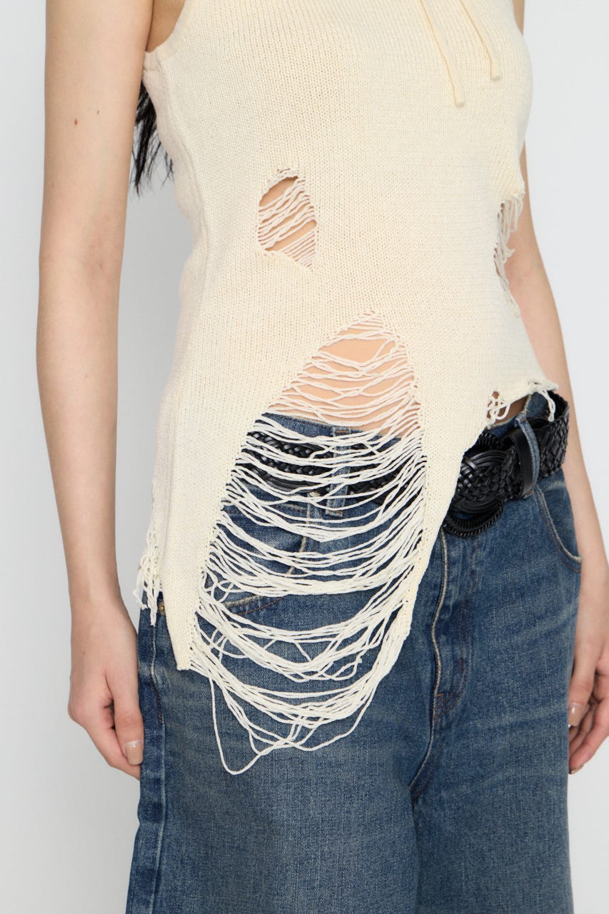 CRASH KNIT CAMI トップス O/WHT FREE