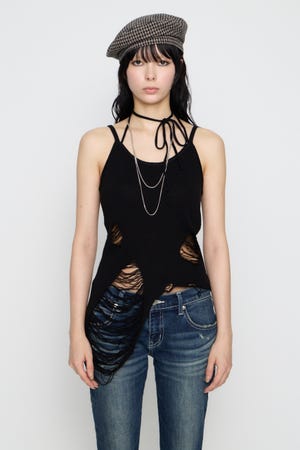 CRASH KNIT CAMI トップス