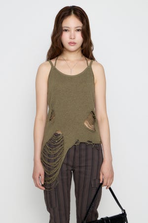CRASH KNIT CAMI トップス
