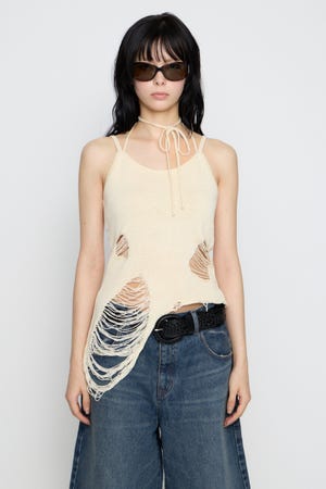 CRASH KNIT CAMI トップス