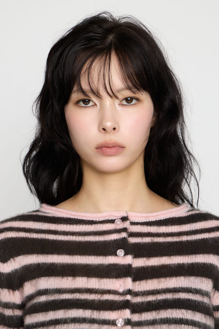 BRUSHED BORDER CROPPED カーディガン PNK FREE