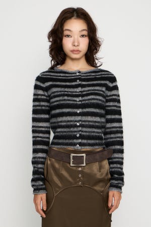 BRUSHED BORDER CROPPED カーディガン