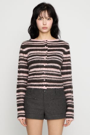 BRUSHED BORDER CROPPED カーディガン