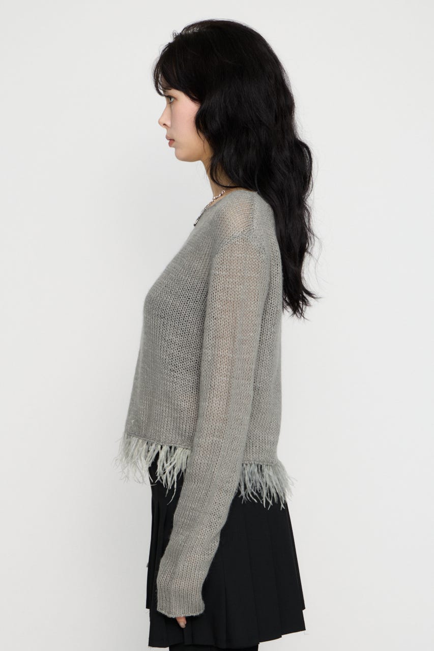 LOW GAUGE FRINGE ニット GRY FREE