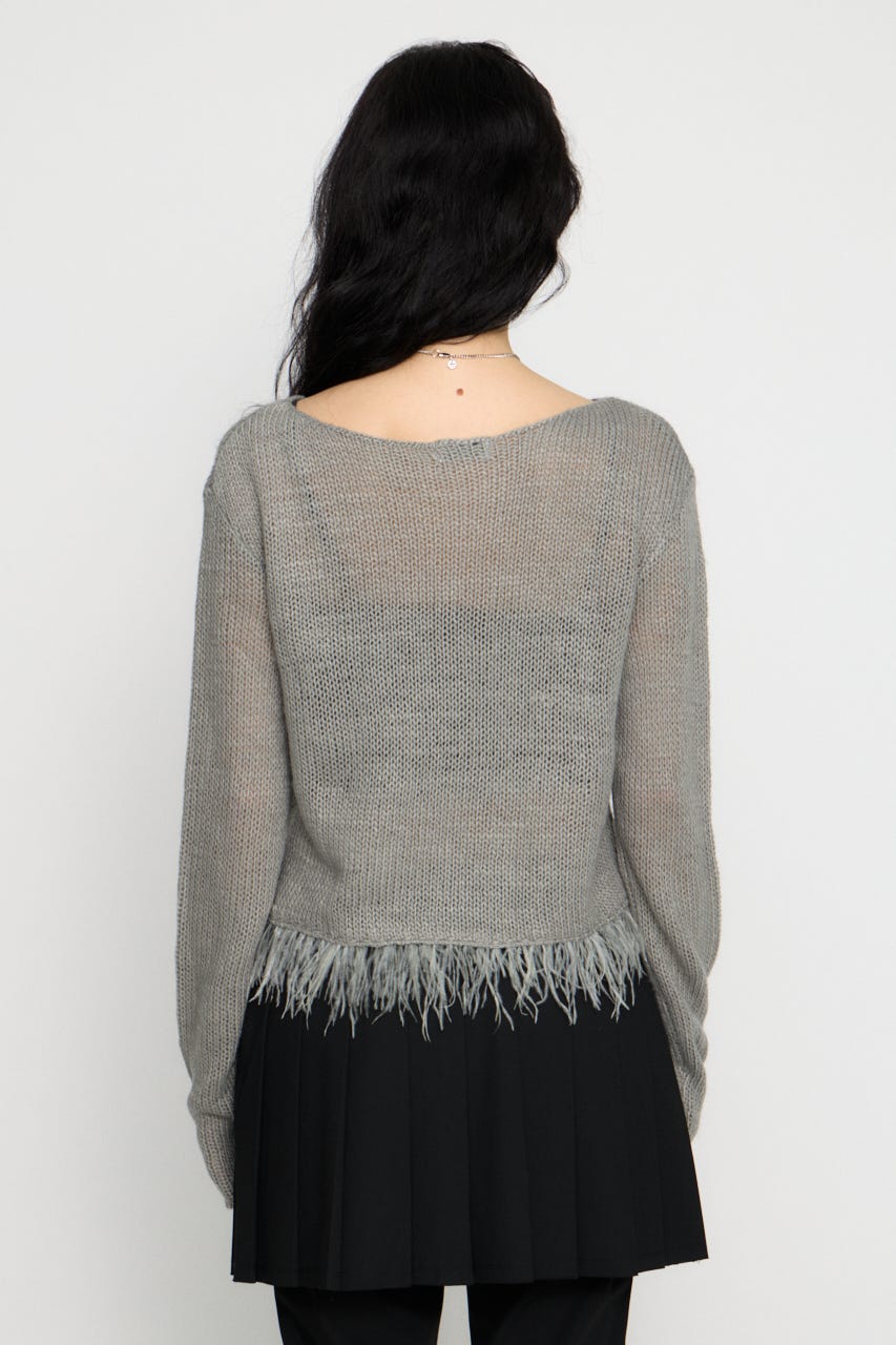 LOW GAUGE FRINGE ニット GRY FREE
