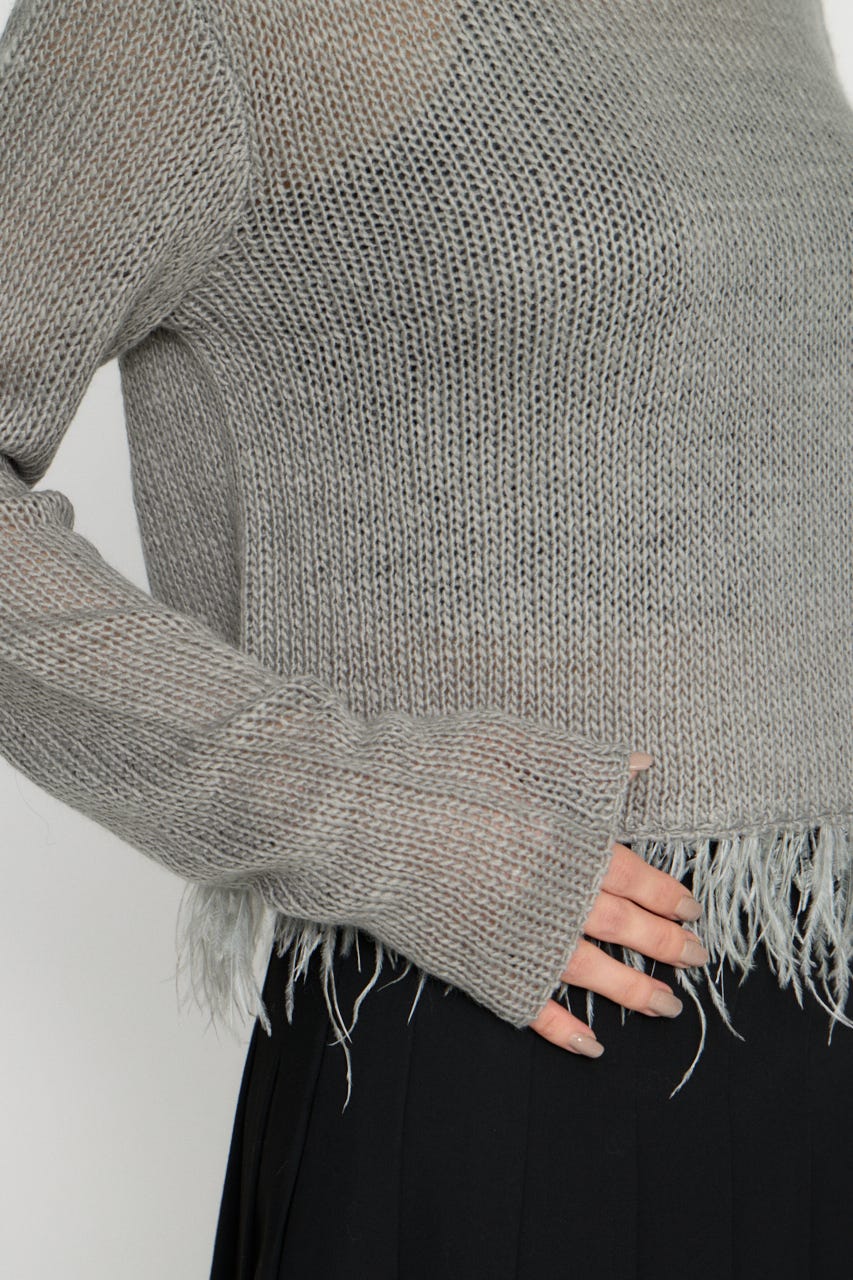 LOW GAUGE FRINGE ニット GRY FREE