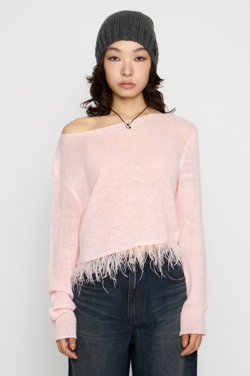 LOW GAUGE FRINGE ニット PNK FREE