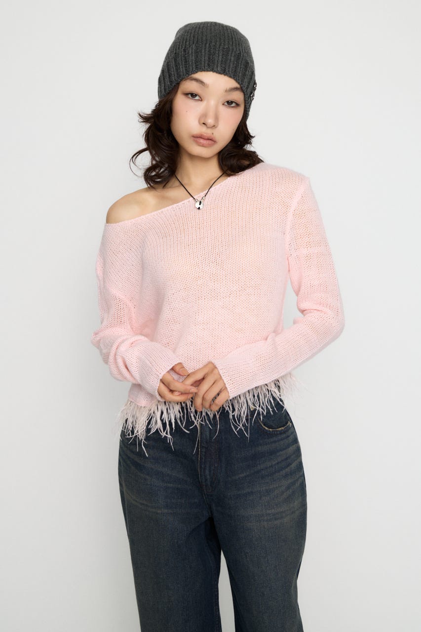 LOW GAUGE FRINGE ニット PNK FREE