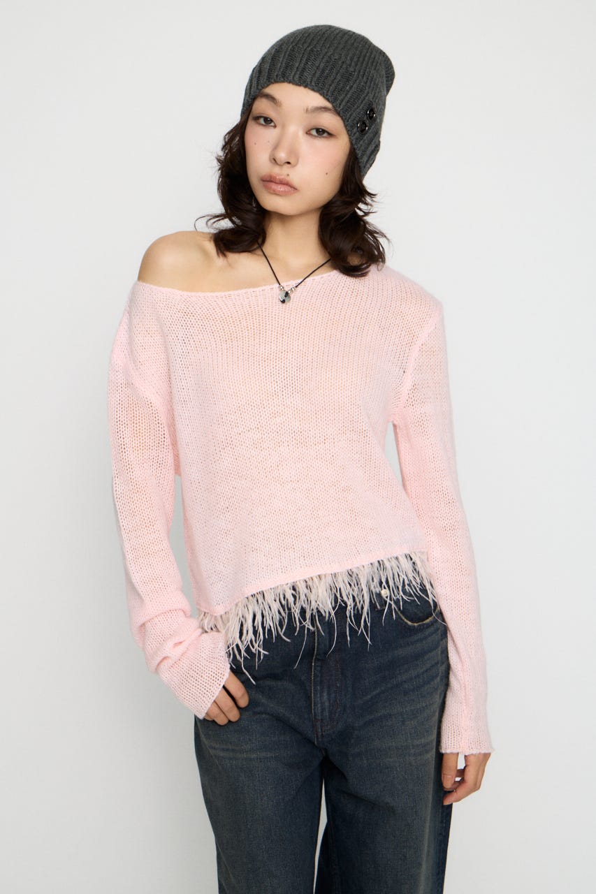 LOW GAUGE FRINGE ニット PNK FREE