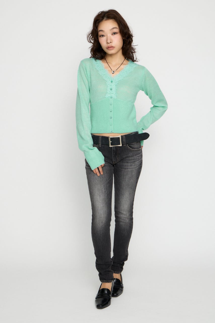 FRONT LACE WAIST RIB ニット MINT FREE