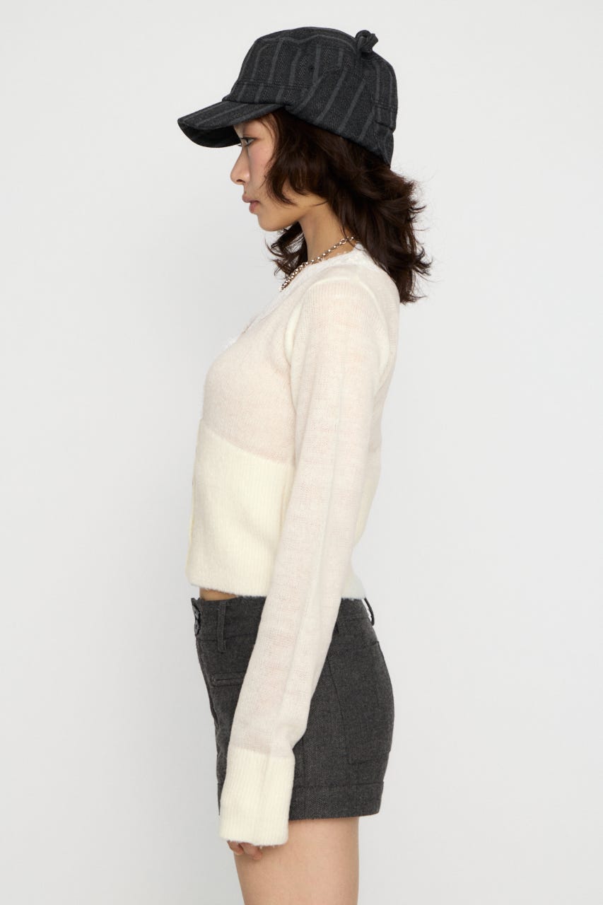FRONT LACE WAIST RIB ニット O/WHT FREE