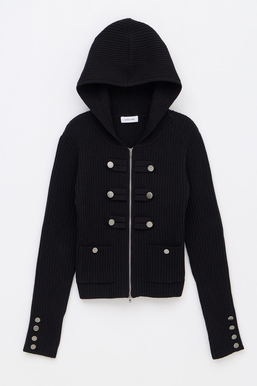 NAPOLEON HOODIE RIB ニット BLK FREE