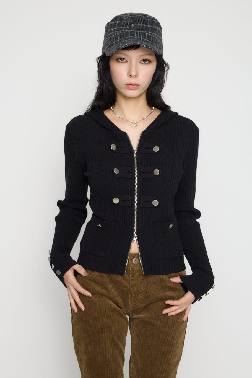 NAPOLEON HOODIE RIB ニット BLK FREE