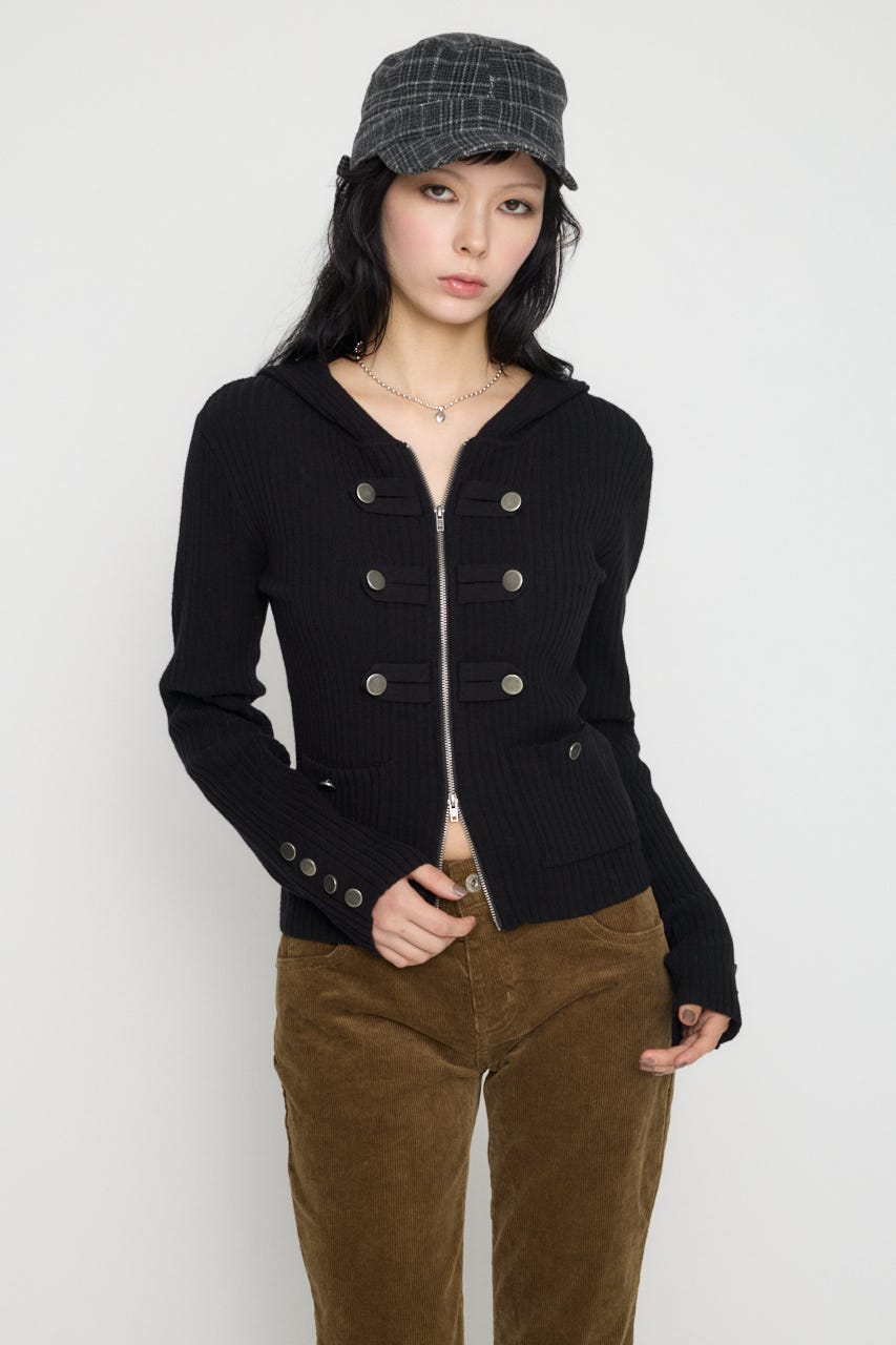 NAPOLEON HOODIE RIB ニット BLK FREE