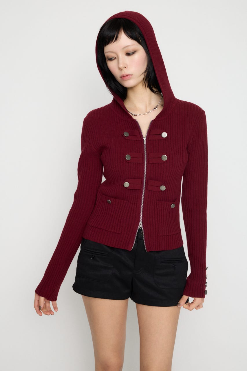 NAPOLEON HOODIE RIB ニット D/RED FREE