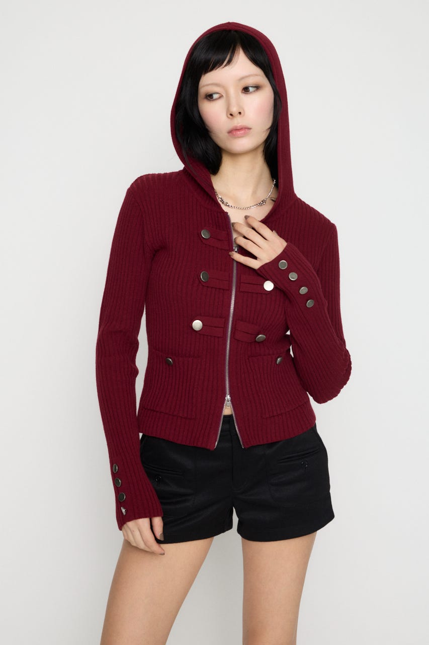 NAPOLEON HOODIE RIB ニット D/RED FREE