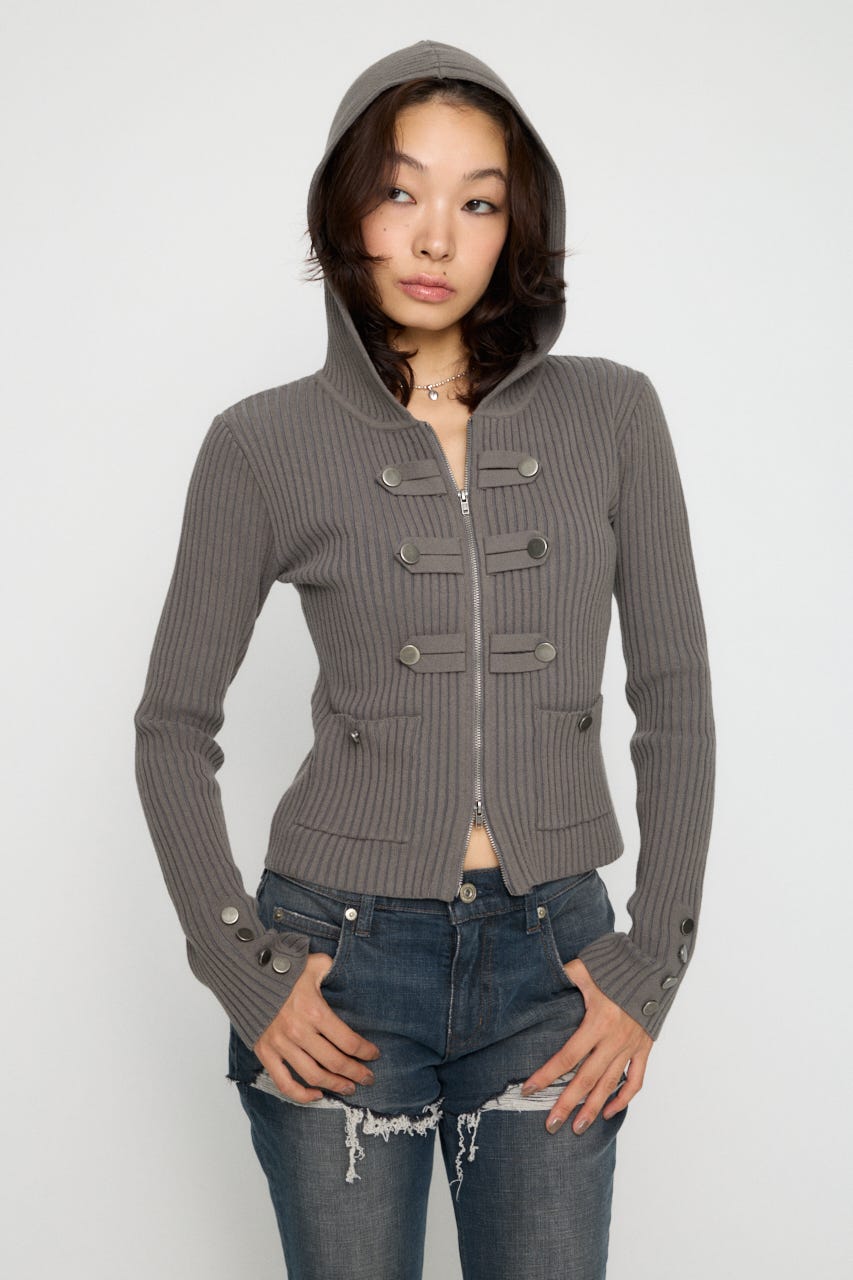 NAPOLEON HOODIE RIB ニット GRY FREE