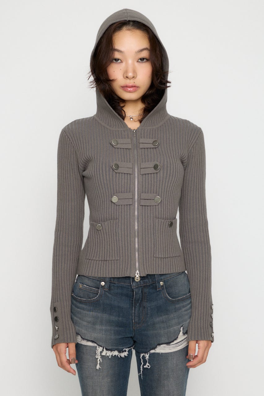 NAPOLEON HOODIE RIB ニット GRY FREE