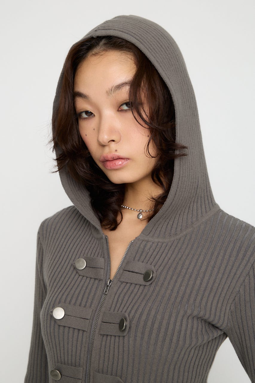 NAPOLEON HOODIE RIB ニット GRY FREE