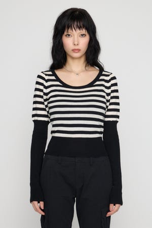 BORDER PUFF SLEEVE ニット