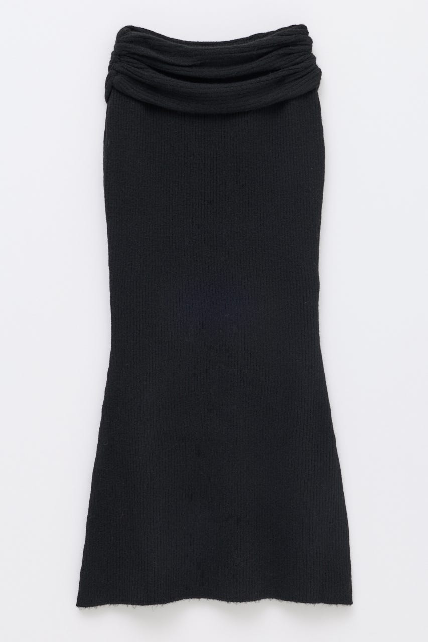 RIB KNIT MAXI スカート BLK S